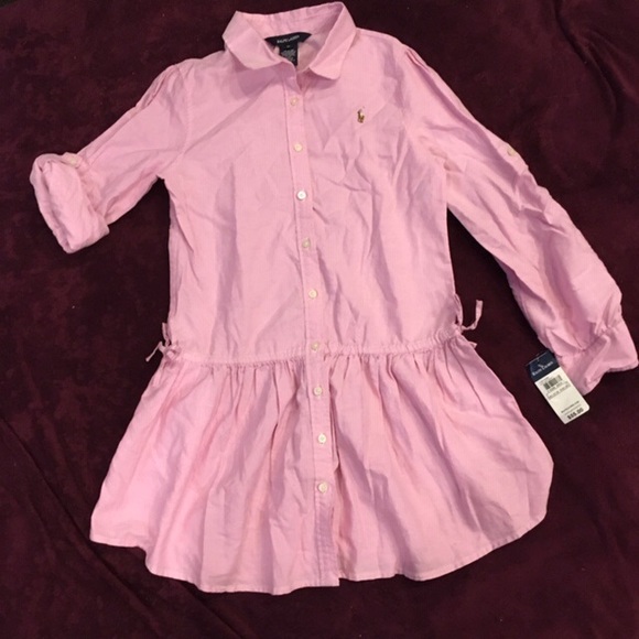 Ralph Lauren Other - 🎀 NWT Polo Ralph Lauren Girls Pink Cotton Poplin Shirt Dress Size 12 🌸
